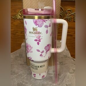 LoveShackFancy x Stanley White and Pink Floral Tumbler